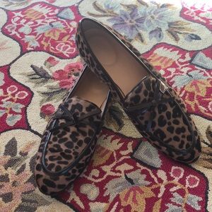 JCREW Calf Hair Academy Leopard Loafers 8